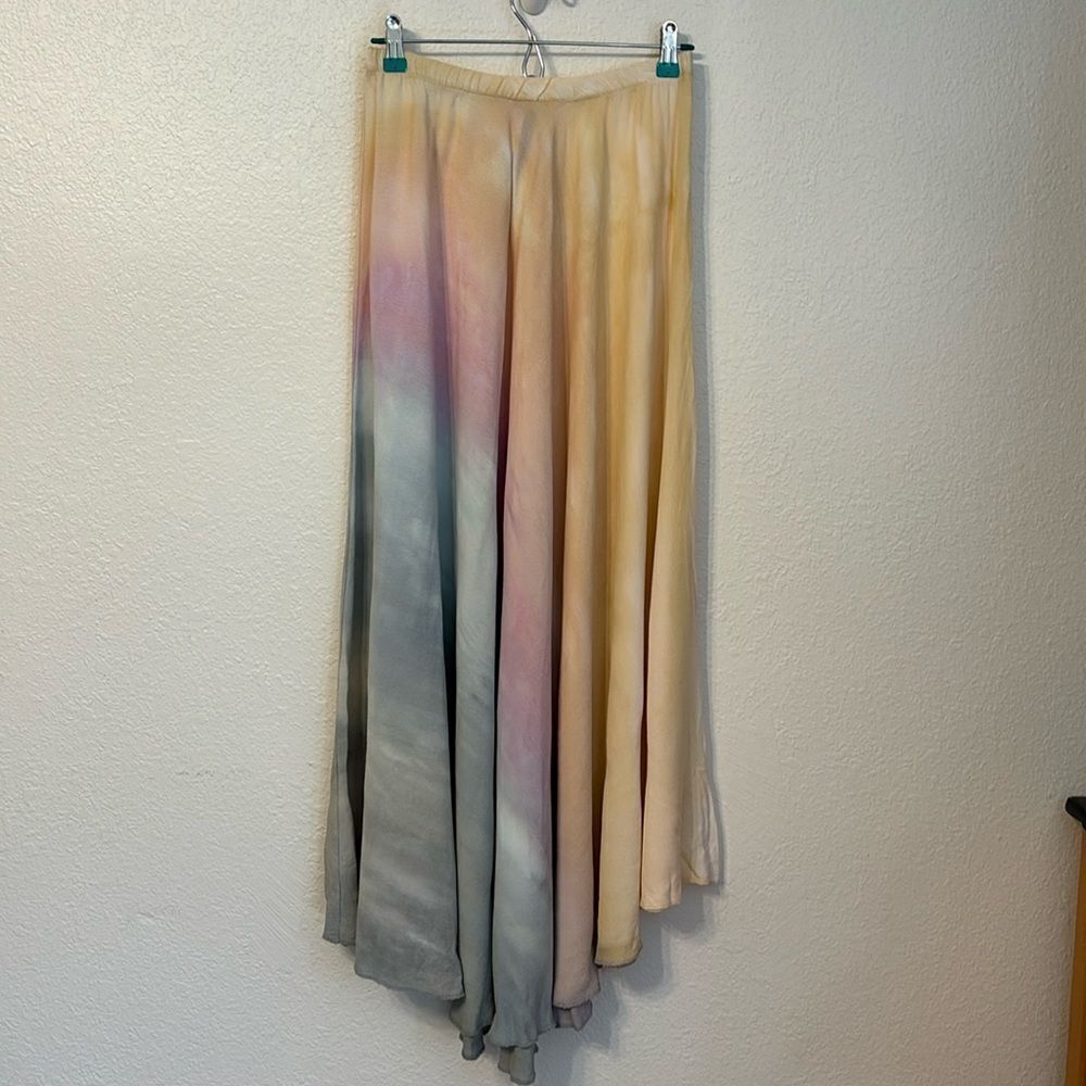 Brightly Twisted Pastel Rainbow Tie Dye Maxi Skirt Small